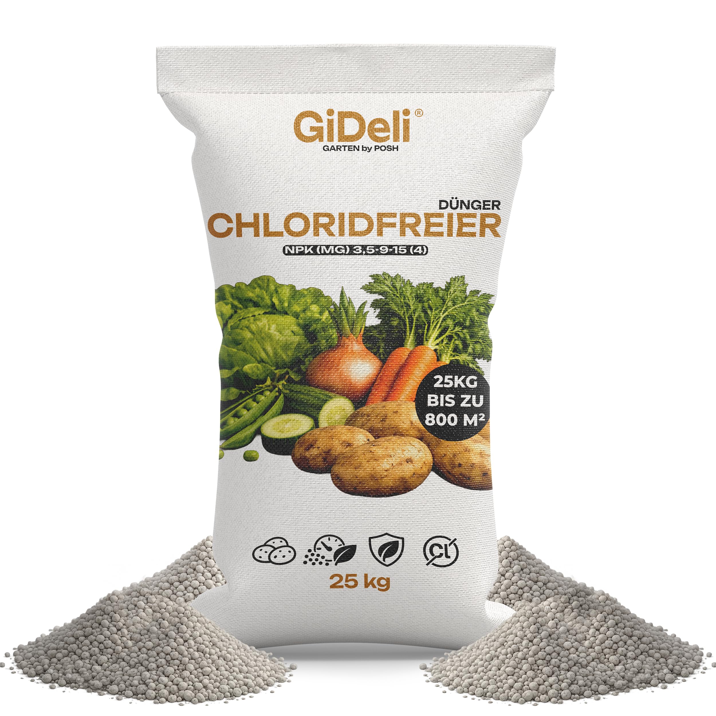 GiDeli Gemüsedünger Chlorfrei 25 kg Granulat NPK mit Magnesium