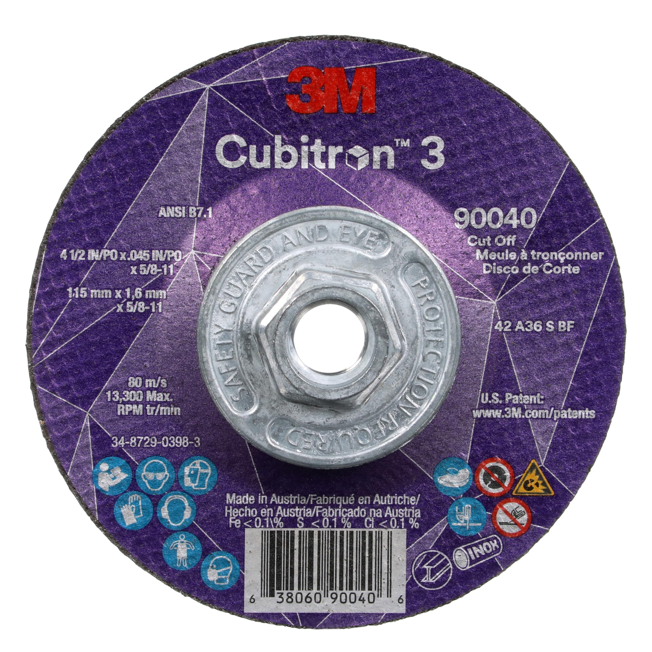 Amazon.com: 3M Cubitron 3 Cut-Off Wheel, 90040, 36+, T27, 4