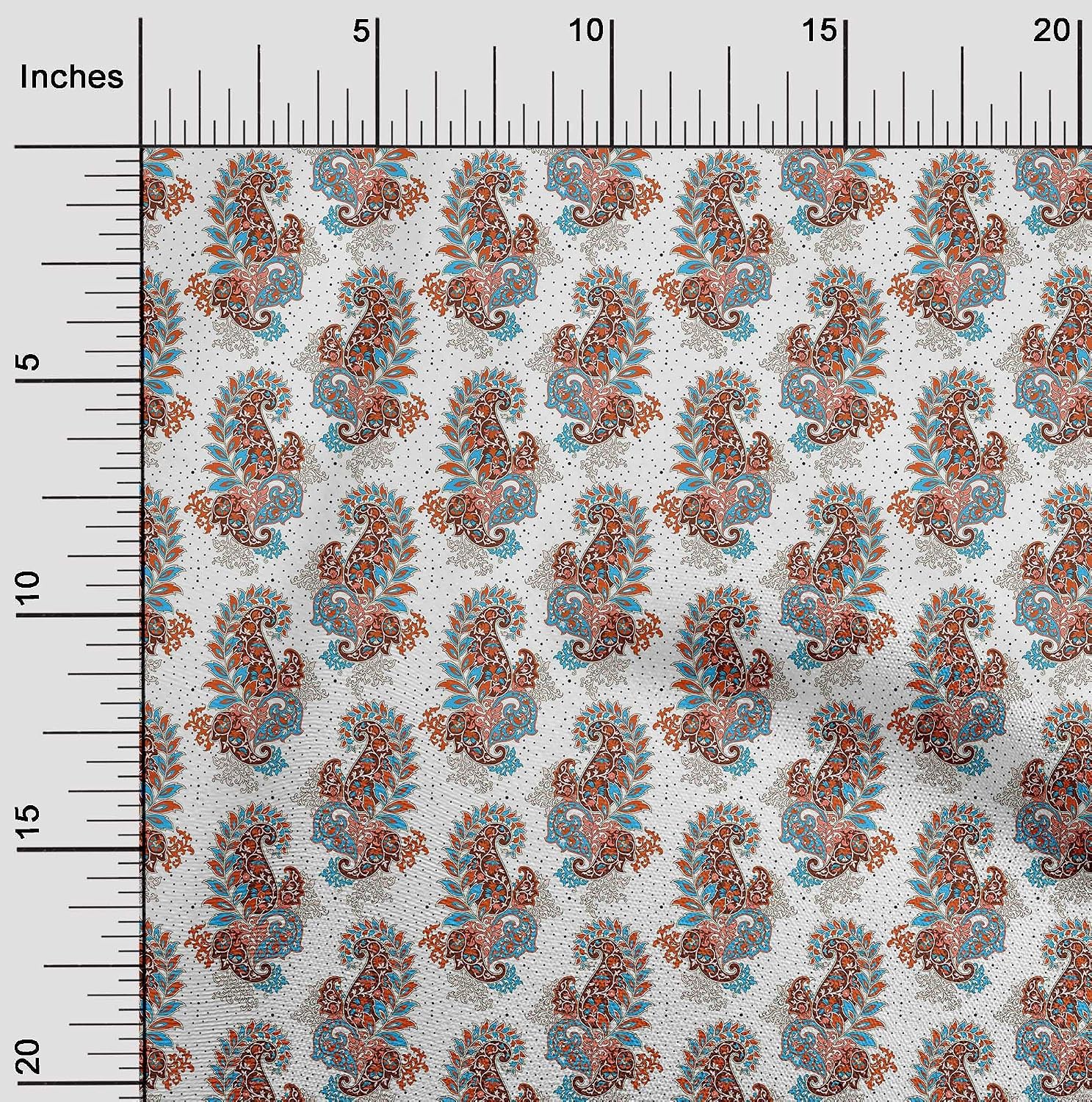 oneOone Cotton Cambric Brown Fabric Paisleys Quilting Supplies Print Sewing Fabric By The Yard 42 Inch Wide