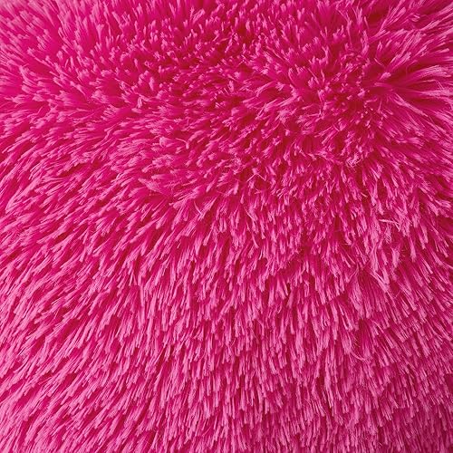 Miniatura 3 de ANRODUO Paquete de 2 fundas de almohada de color rosa intenso, almohadas esponjosas de lujo, almohadas decorativas de piel sintética, fundas de