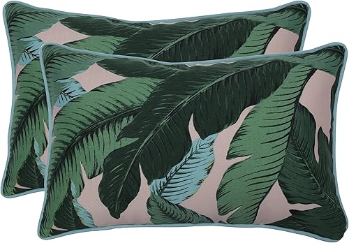 Vista 63 de Pillow Perfect Almohadas lumbares para exteriores/interiores, 11.5 x 18.5 pulgadas, azul marino Delray, 2 unidades Azul Delray Navy