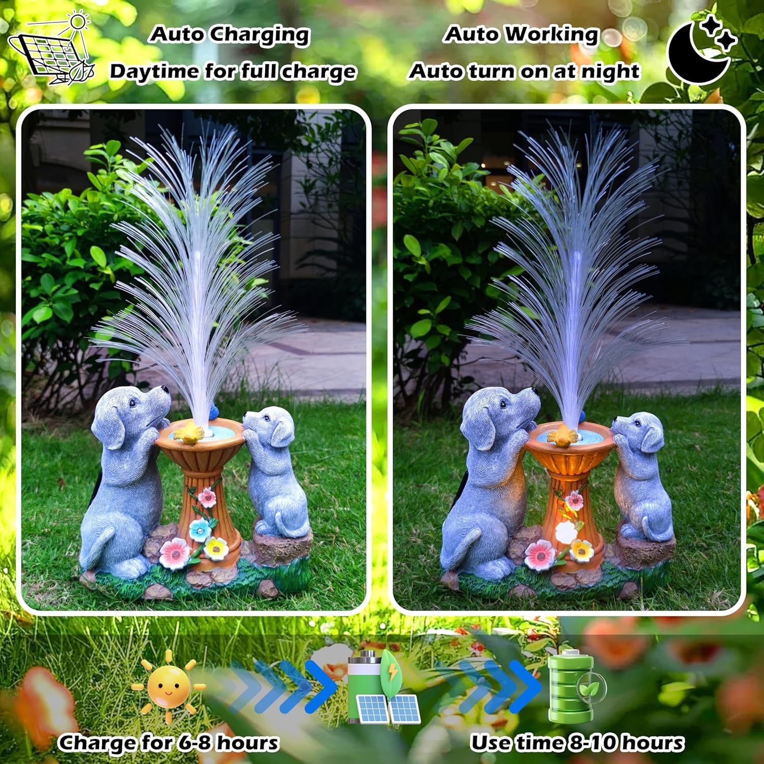 Solar Dog Garden Statues,LED Lights Outdoor with 7 Multi-Color Changing Modes Solar Garden Decor Yard Lights Outside Patio Lawn, Gifts for Mom Grandma Women Birthday - Image 4