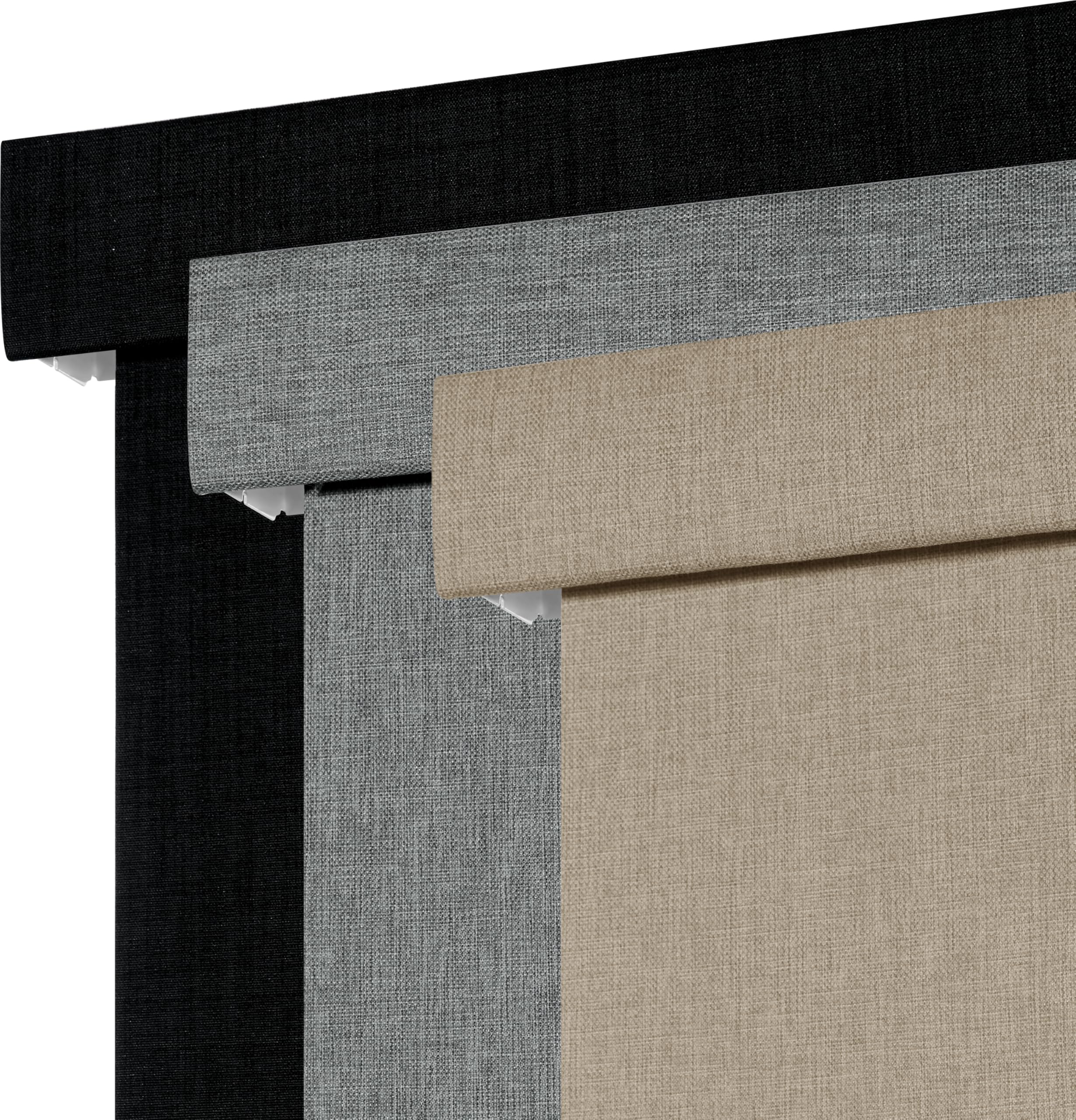 Boolegon Blackout Roller Blinds for Windows, Cordless Roller Shades with Valance (Free Blackout Strip Included), Thermal Insulated Linen Fabric Roll