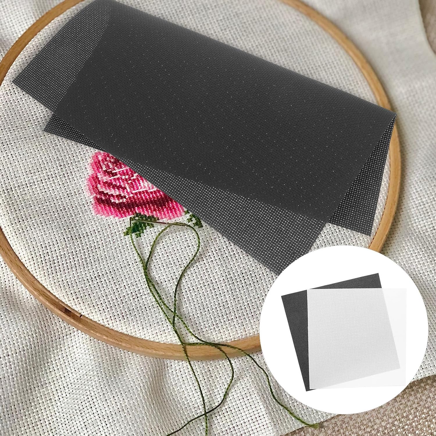 6pcs 14 Count Embroidery Cloth Cross Stitch Fabric Set 30x30cm Pure Cotton Embroidery Gridding Cloths for DIY Sewing and Needlework Crafts