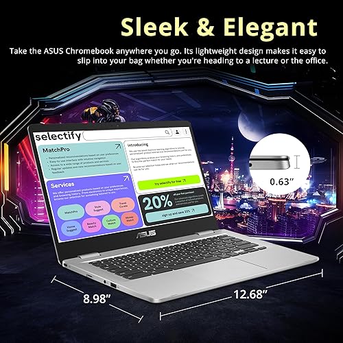 Vista 8 de Asus C523NA Chromebook 15.6'' HD portátil, procesador Intel Celeron N3350, 4 GB de RAM, memoria flash eMMC de 64 GB, gráficos Intel HD, cámara web