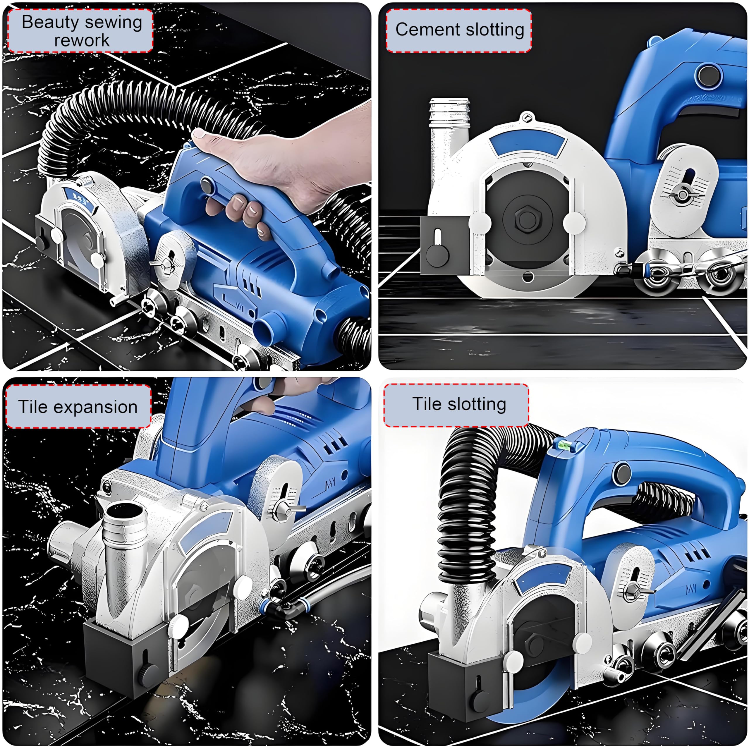 Pulitore elettrico per fughe da 1200W, utensile per la costruzione delle fughe, macchina elettrica per la pulizia delle fughe, utensile per fessure per fai da te con sacchetto raccoglipolvere