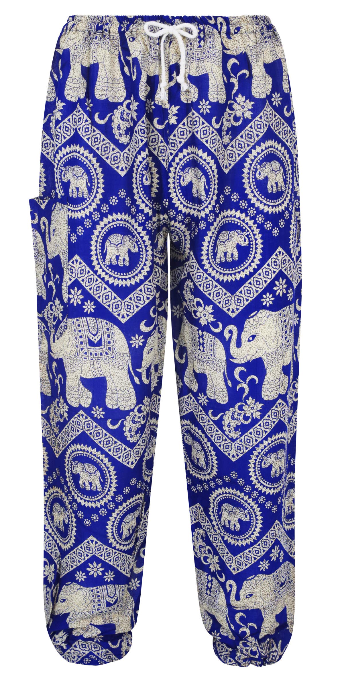 Purity Style Women's Blue Purity Products Elephant Print Harem Pants/Yoga Trousers Bohemian Hippy (Blue)