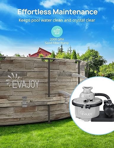 Vista 12 de Evajoy Piscina redonda sobre el suelo con marco de metal para exteriores de 10 pies x 30 pulgadas con fácil instalación, solo piscina