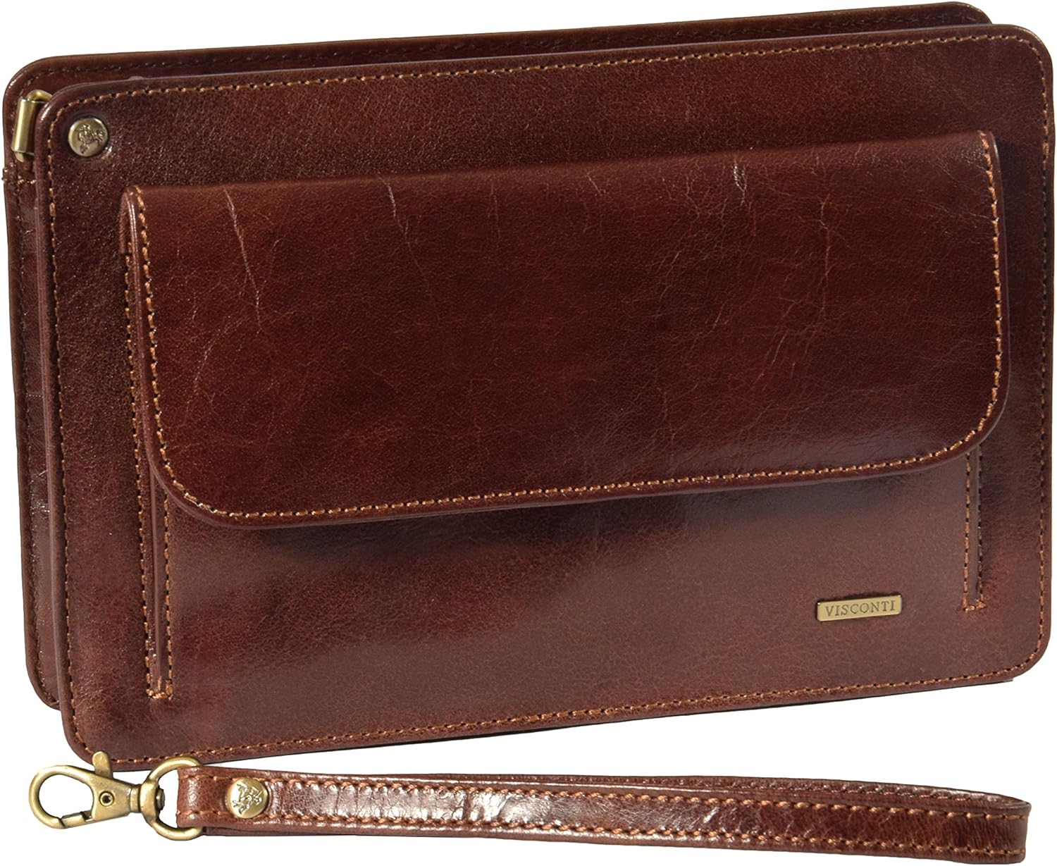 Mens Leather Wrist Bag A7 Brown Travel Passport Mobile Clutch Cab Money Man Bag Amazon.co.uk
