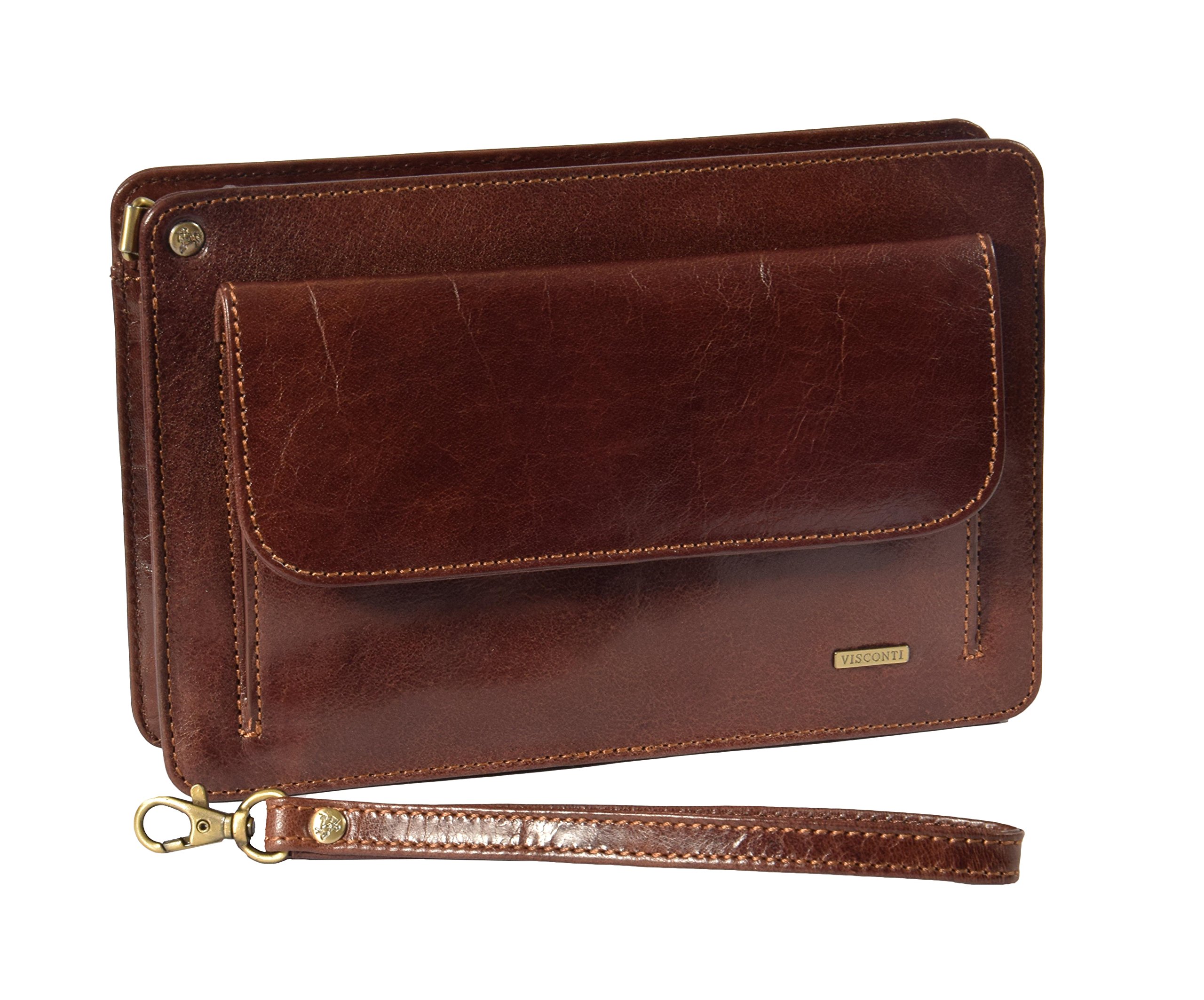 A1 Fashion Goods Men's Brown Leather Wrist Bag A7 Travel Passport Mobile Clutch Cab Money Man Bag