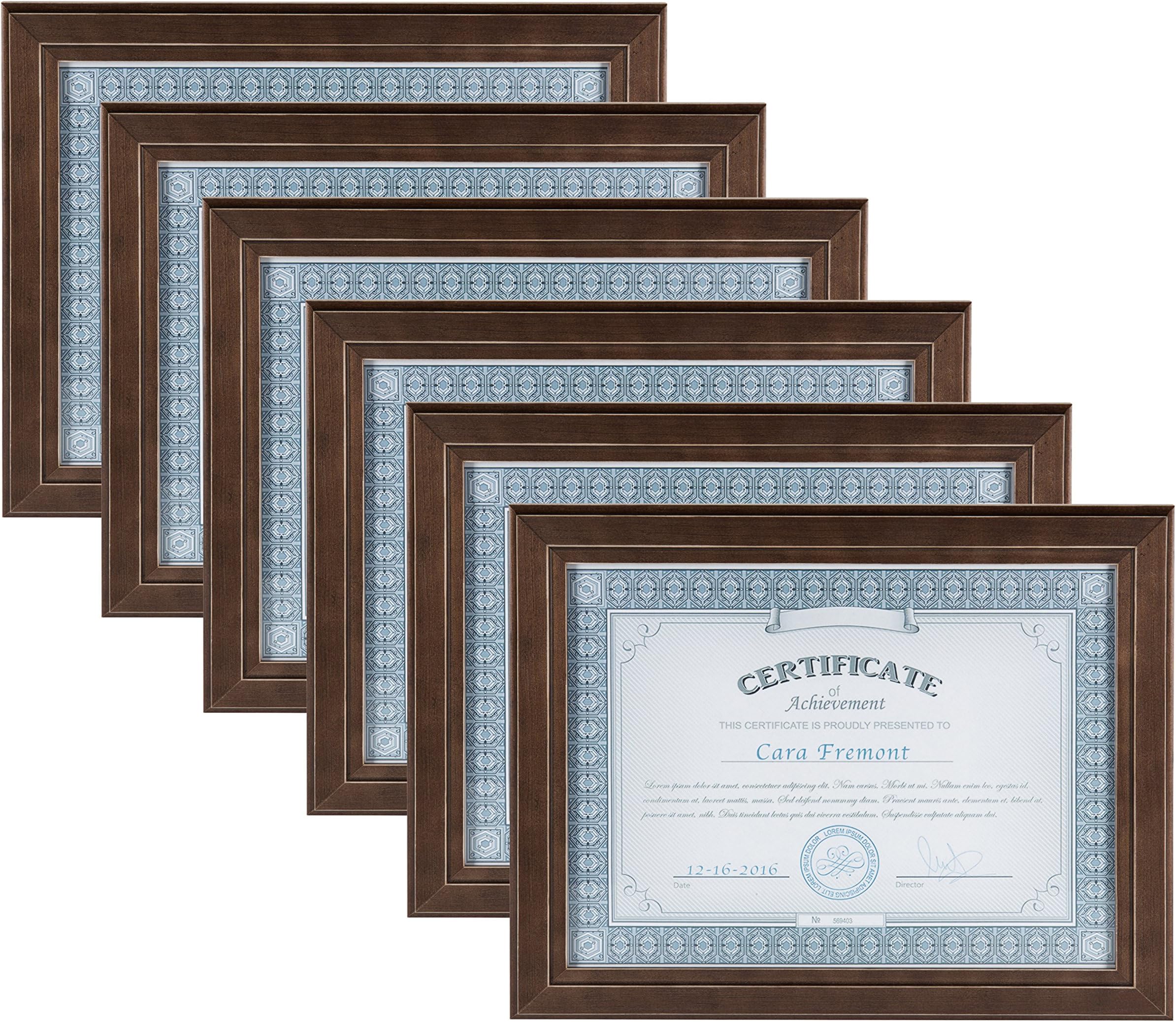 DesignOvationKieva Solid Wood Document Framess, Distressed Espresso Brown 8.5x11, Pack of 6