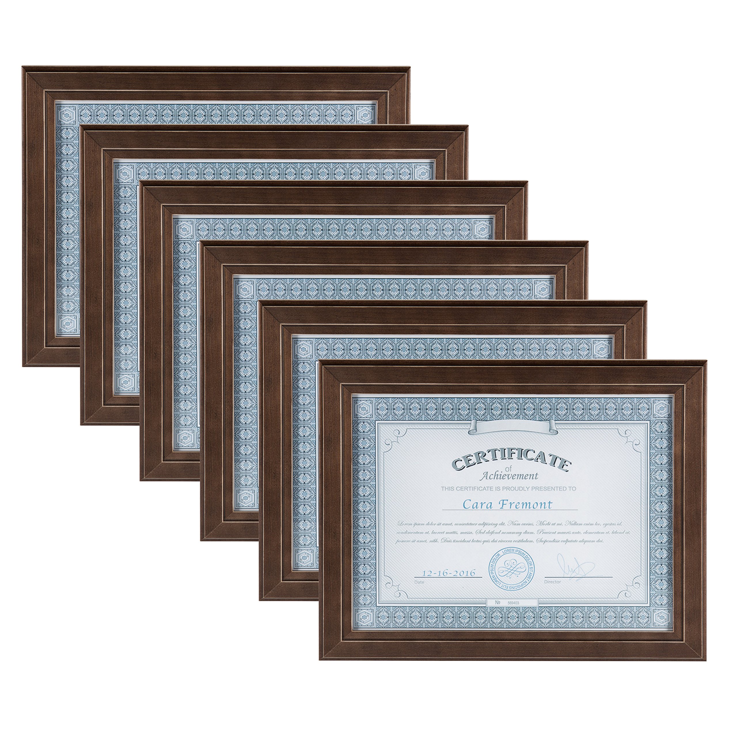 DesignOvationKieva Solid Wood Document Framess, Distressed Espresso Brown 8.5x11, Pack of 6