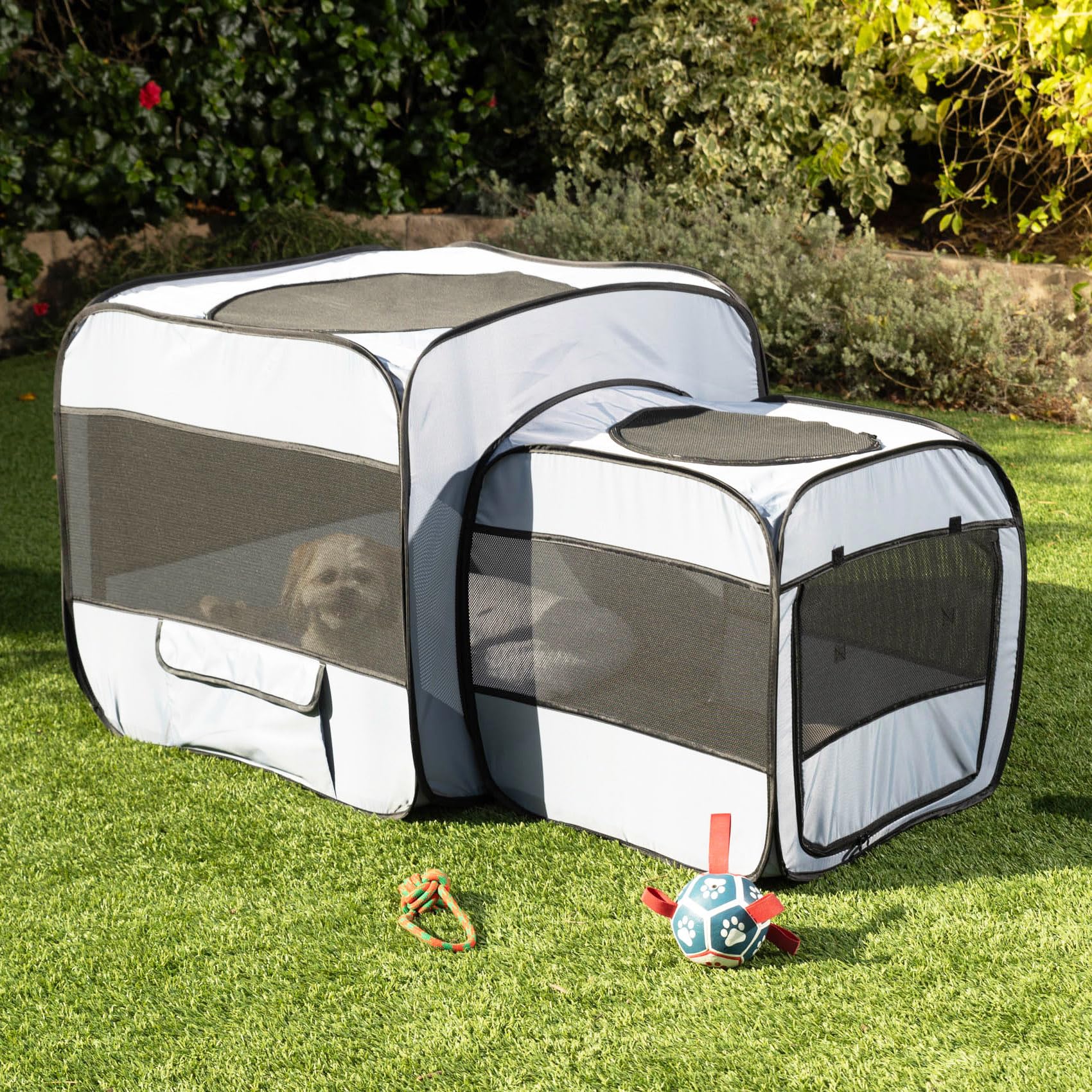 Pop up Portable Cat Playpen 2-in-1 Dog Playpen, No Assembly Need, Pet Cat Dog Tent Crates with Pet Pee Pads, Cats Enclosure for Kitten and Puppy Indoor Outdoor Use (53.2''x31.5''x27.6'' H)