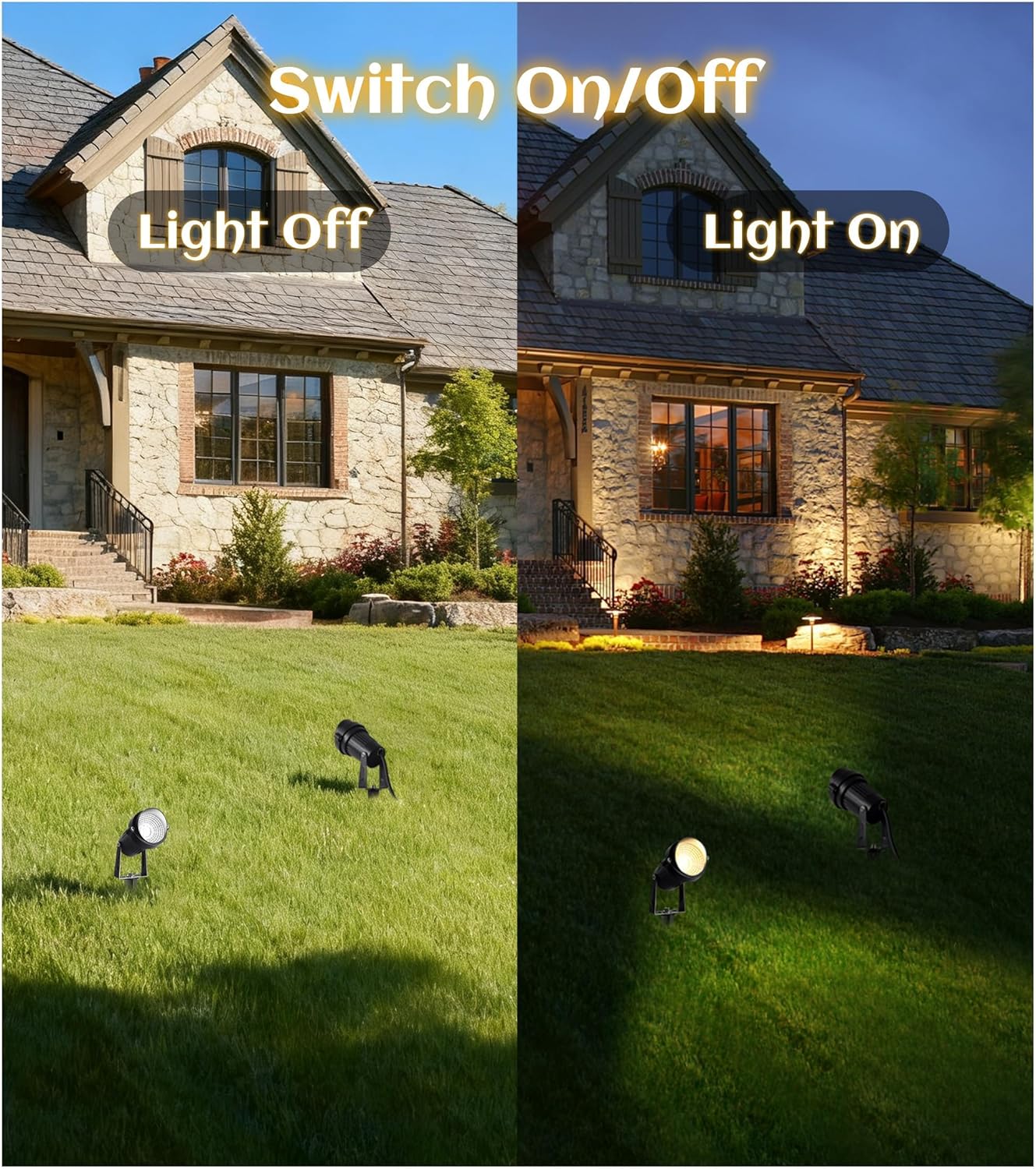 12W Landscape Lighting, IP66 Waterproof Spotlight with 6.6Ft Cable + Plug+ Switch, 3000K LED Landscape Lights for Yard Garden Tree House Halloween Christmas, 1400LM Landscape Warm White Light, 8 Pack