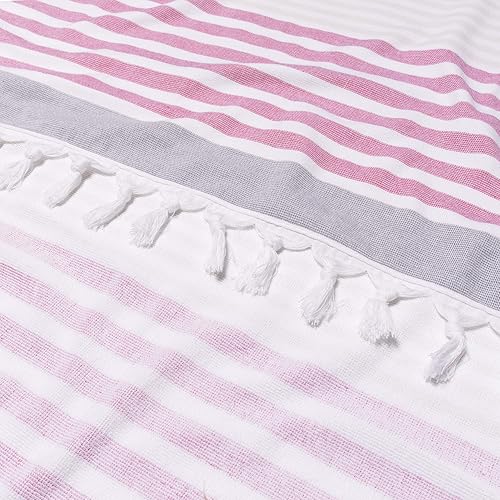 Miniatura 7 de SUPERIOR Meera Stripe - Toalla de playa de gran tamaño, 35 x 68 pulgadas, fucsia