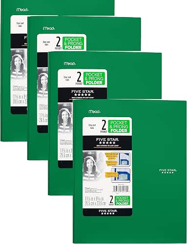 Five Star 2 Pocket Folders with Prong Fasteners, Stay-Put Folder,