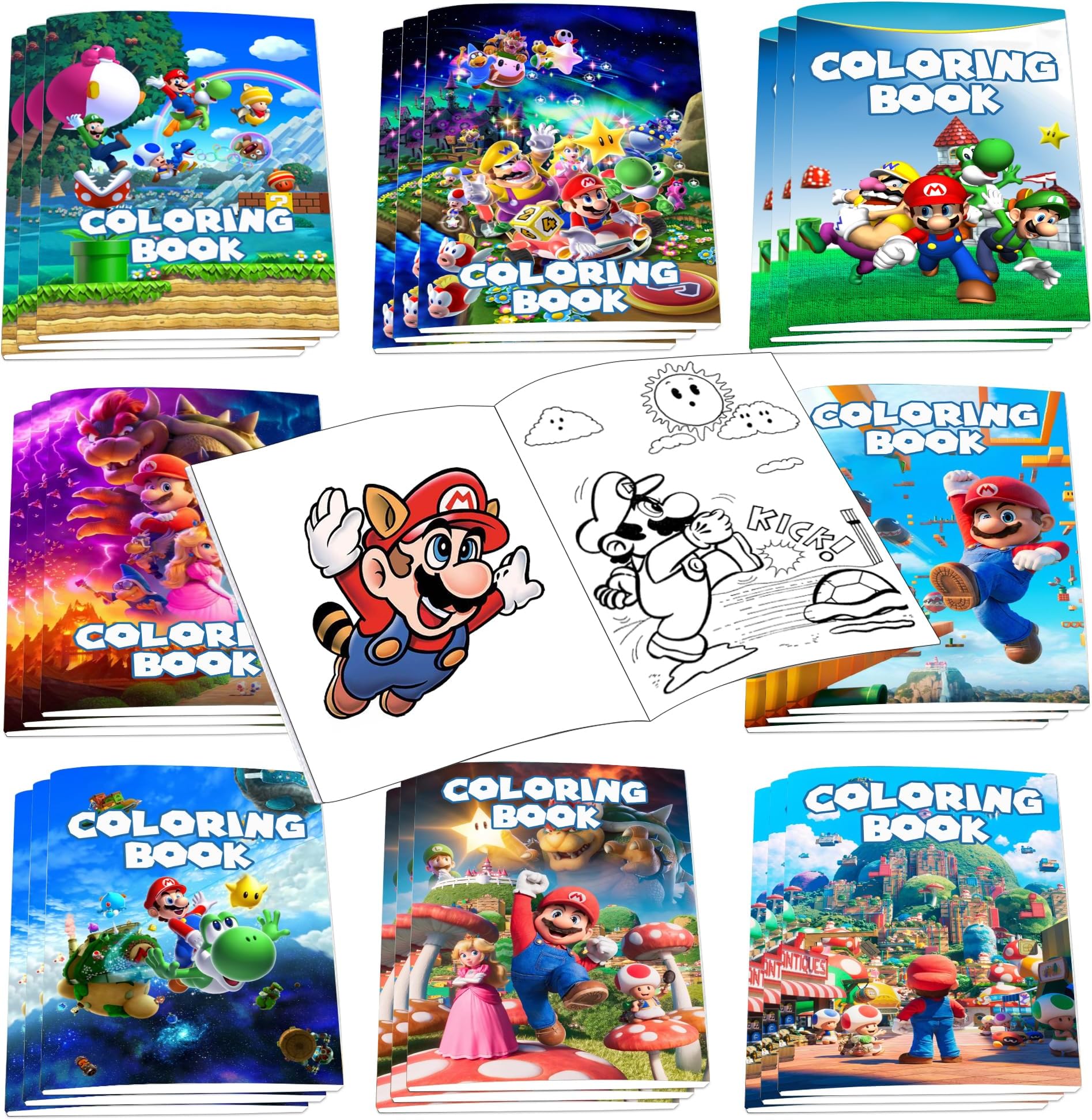 24PCS Super Brother Coloring Books Bulk for Kids Mini DIY Drawing Book Set for Super Brother Party Favors Birthday Gifts Party Favors Class Activity Supplies Decorations