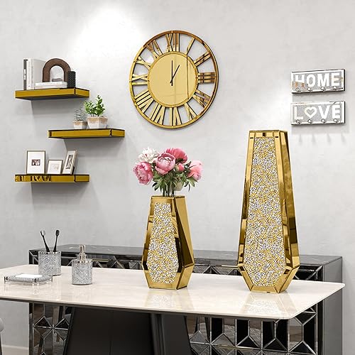 Miniatura 4 de SHYFOY Reloj de pared con espejo de 18 pulgadas, reloj de pared decorativo con números romanos, relojes de pared para sala de estar, cocina,