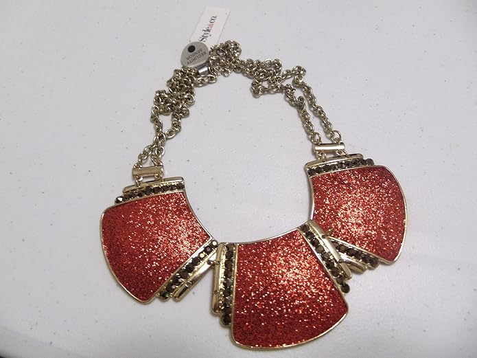 Red Glitter Paper Bib, Fashion Necklace 