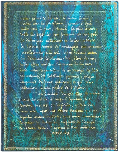 Paperblanks 18-Month Softcover Flexi Diaries 2022-2023 Verne, Twenty Thousand Leagues | Vertical | Ultra (180 × 230 mm), Blue (FE8633-8)
