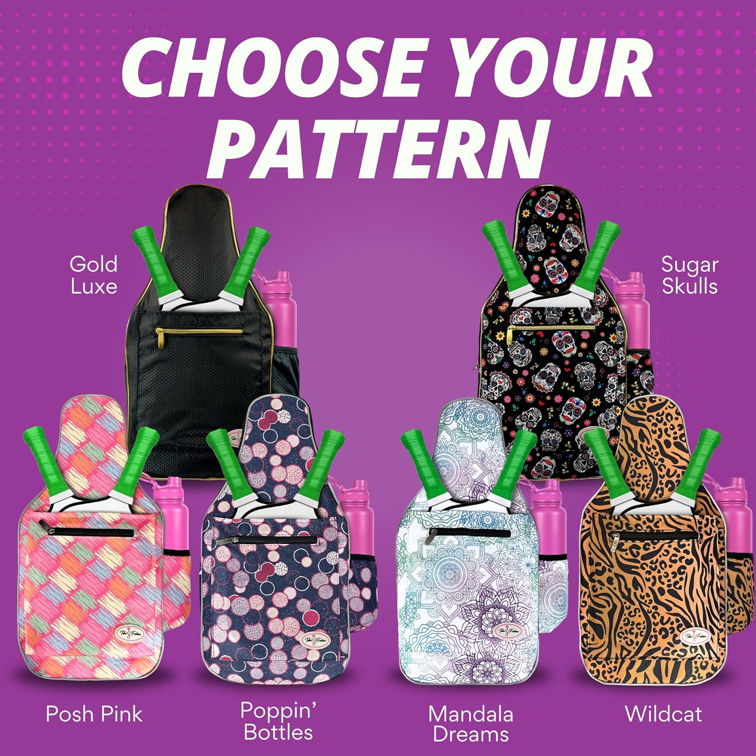 Taboo Fashions Women's Pickleball Backpack, Women's Pickleball Bag, Front Pocket for Paddles, Lots of Pockets, Adjustable Straps, Padded Straps, Water Bottle Holder