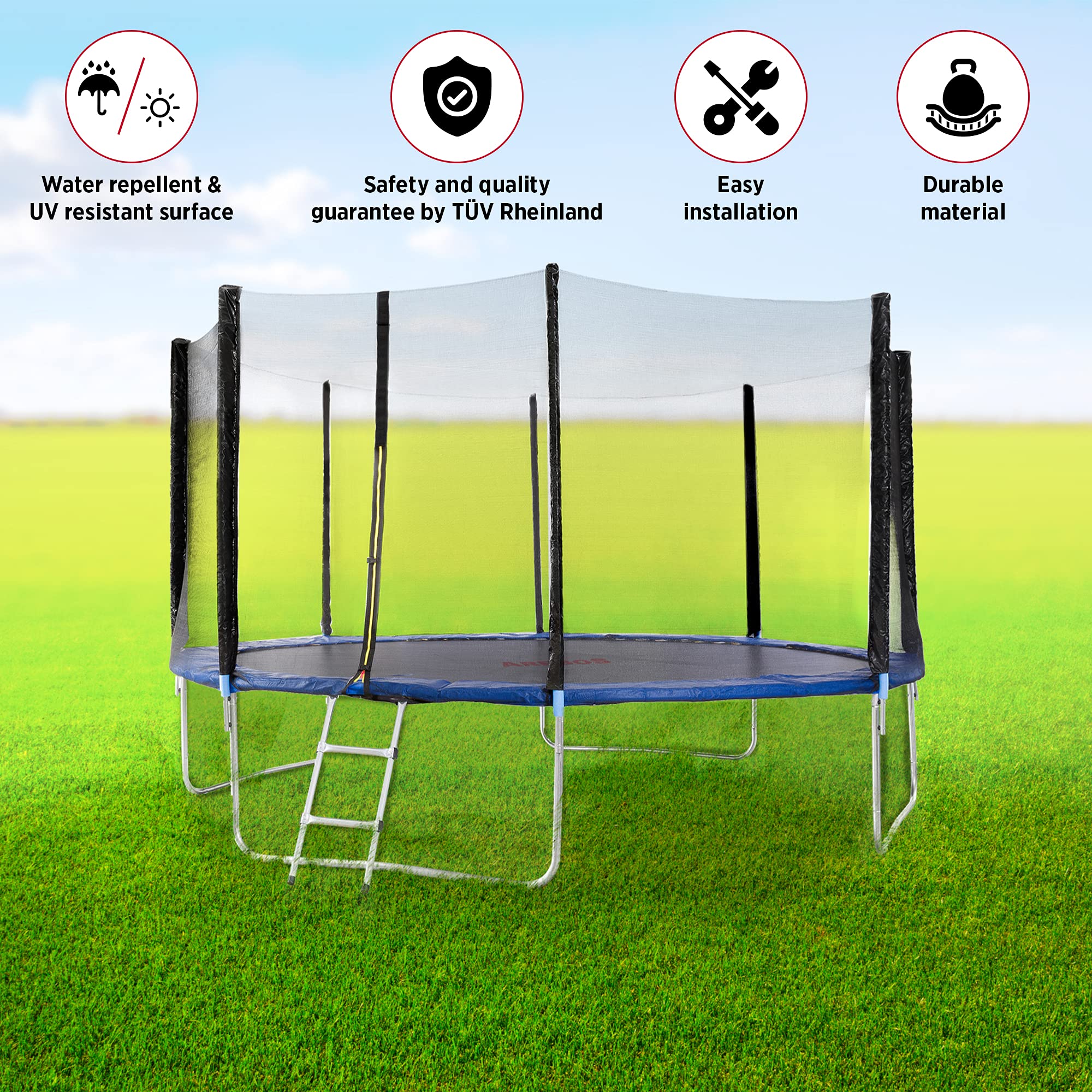 Arebos Trampolin Randabdeckung Federschutz | Trampolin Randschutz | Trampolinzubehör | 396 cm | aus PVC und PE | Reißfest | 100% UV-beständig