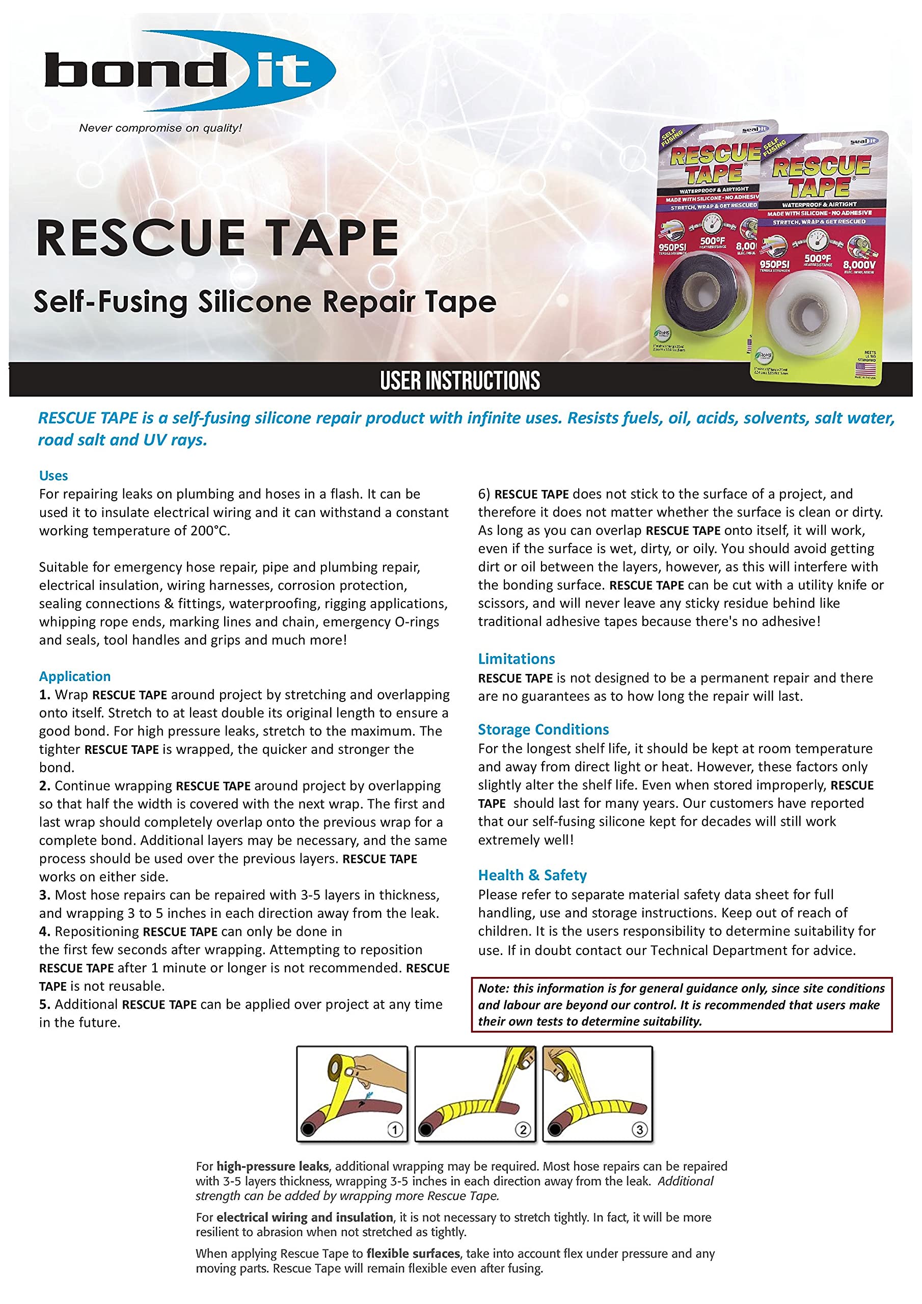 Rescue Tape SelfFusing Silicone Tape Emergency Pipe & Plumbing