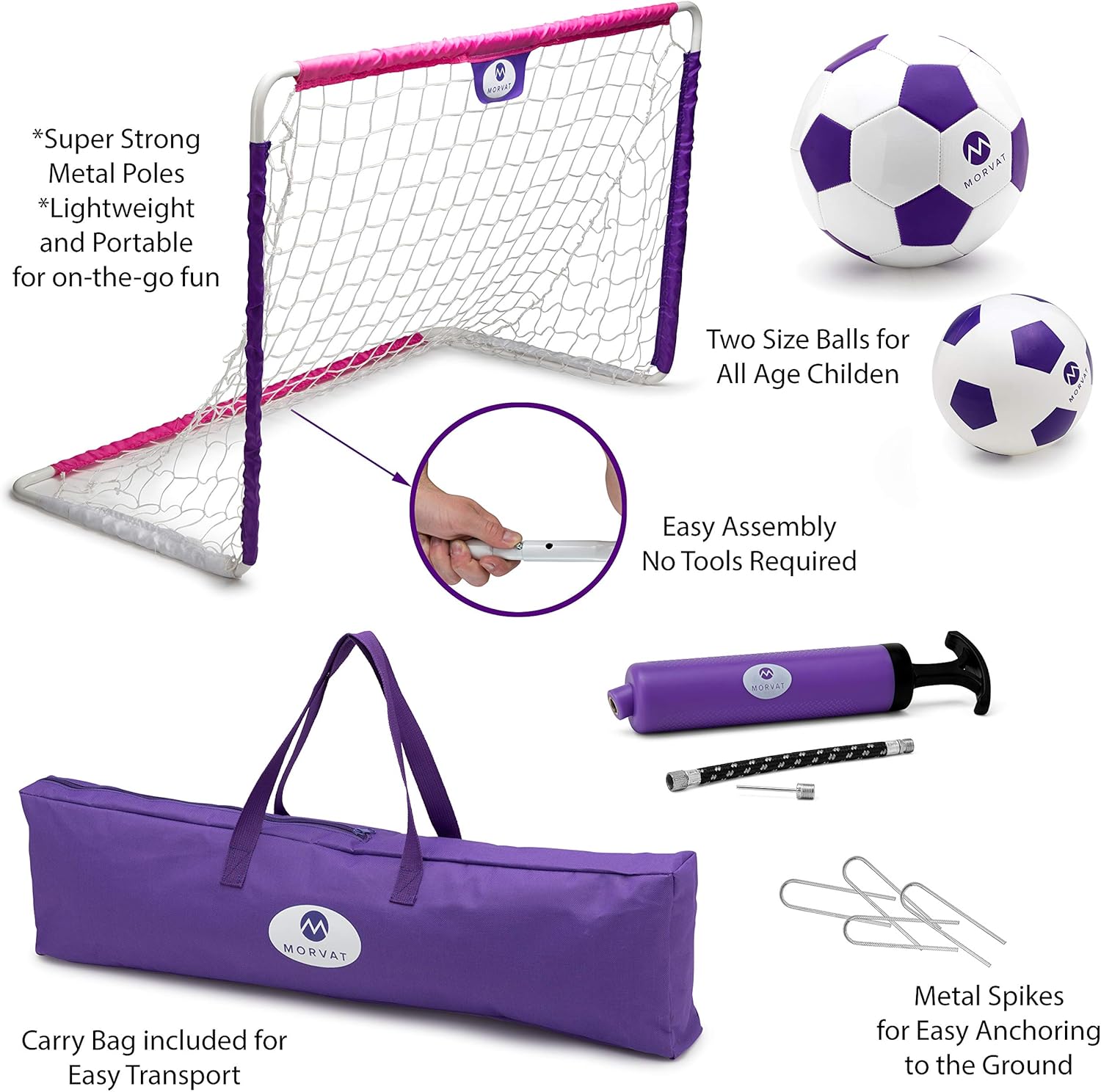 Morvat Soccer Goal Set, Mini Soccer Ball Toddler Soccer Goal, Kids Soccer Net, Soccer Toy, Toddler Soccer Ball and Goals, Soccer Accessories, Metal Frame, Includes Youth Soccer Goal Net and More : Toys & Games