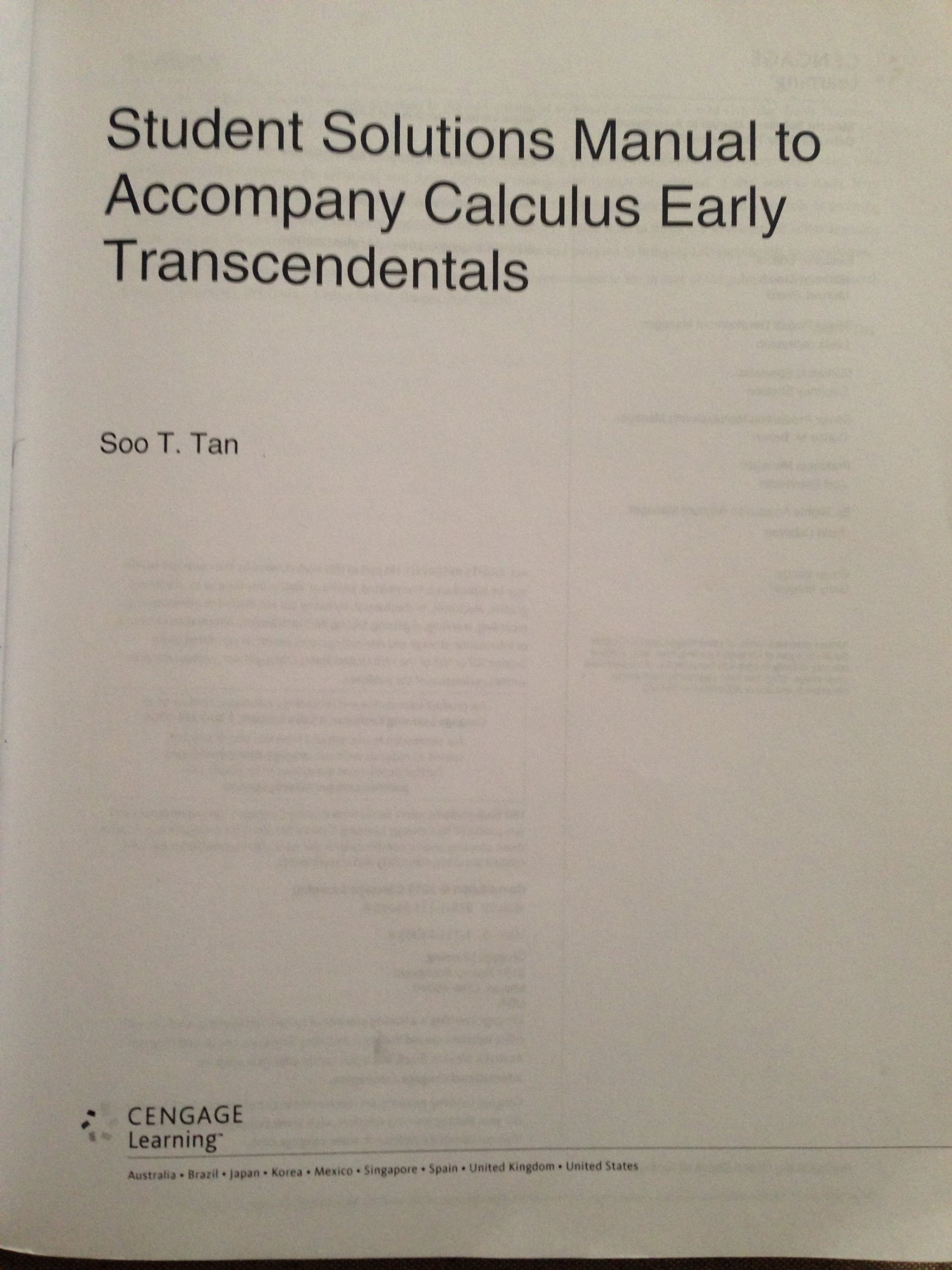 Student Solutions Manual to Accompany Calculus: Early Transcendentals - Image 2