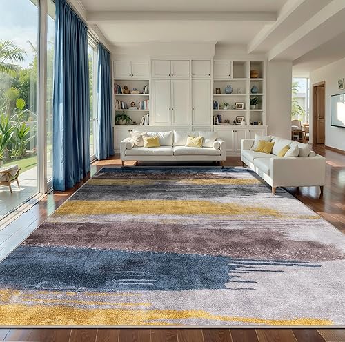Miniatura 22 de Ciicool Alfombra abstracta moderna para sala de estar, 5 x 7 pies, lavable a máquina, antideslizante, alfombra contemporánea de pelo bajo para