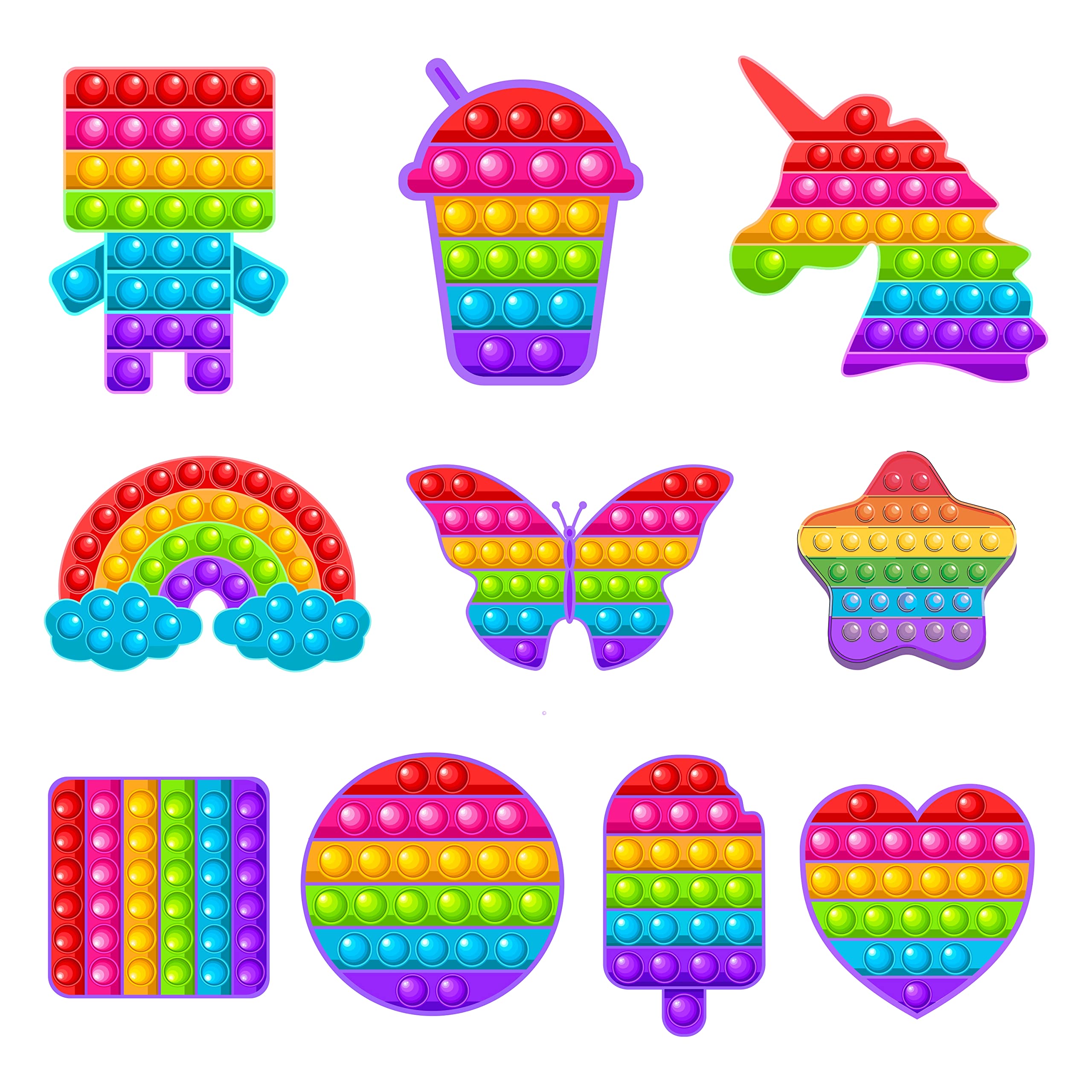 Pretty UR Party Pop It Theme Paper Cutouts for Birthday Parties, Supplies Décor, Fidget Birthday Party Decoration Cut-Outs - Multicolour (10 Pcs)