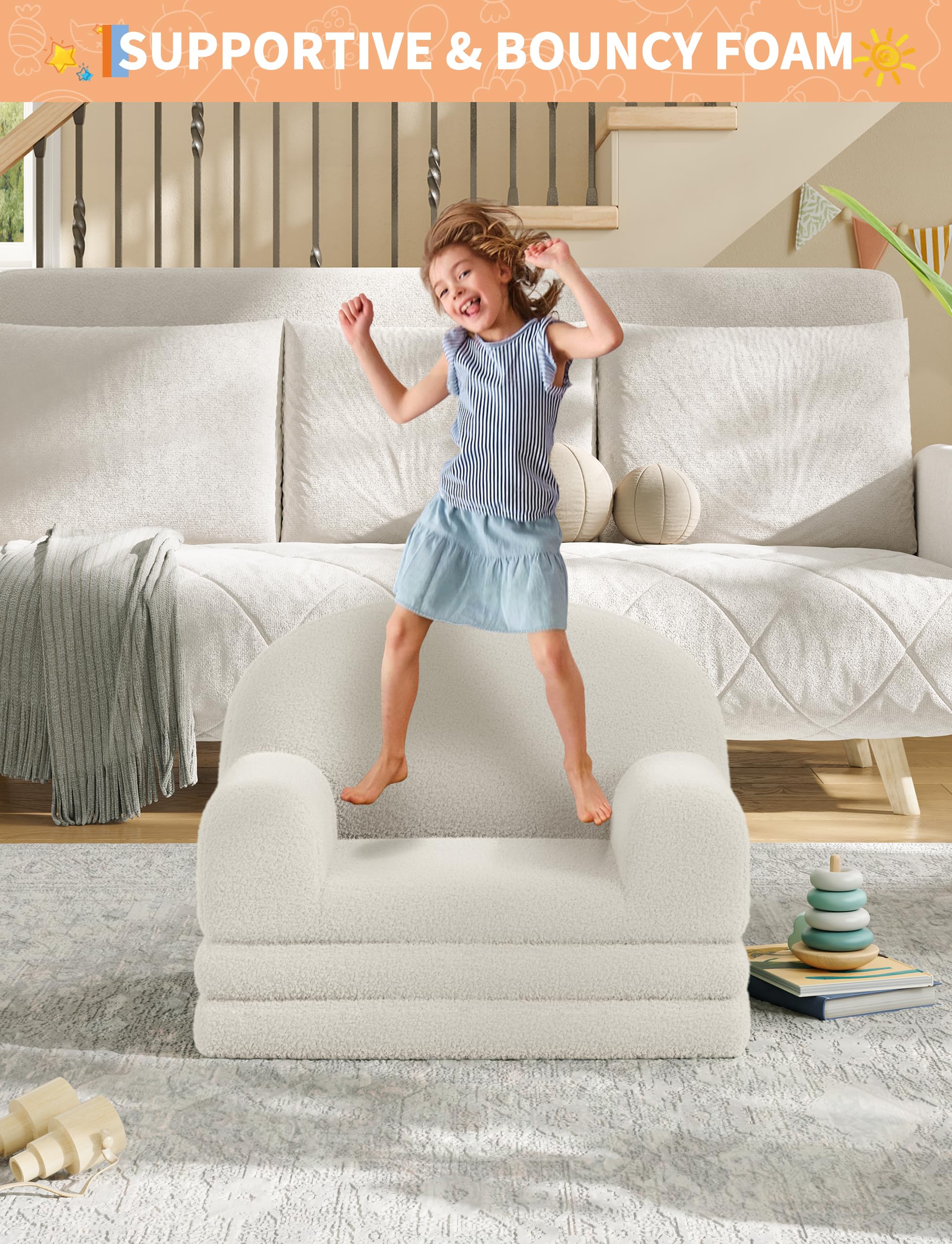 Garvee Kindersofa 2-in-1, Faltbarer Kindersessel für Kinder, Rosa