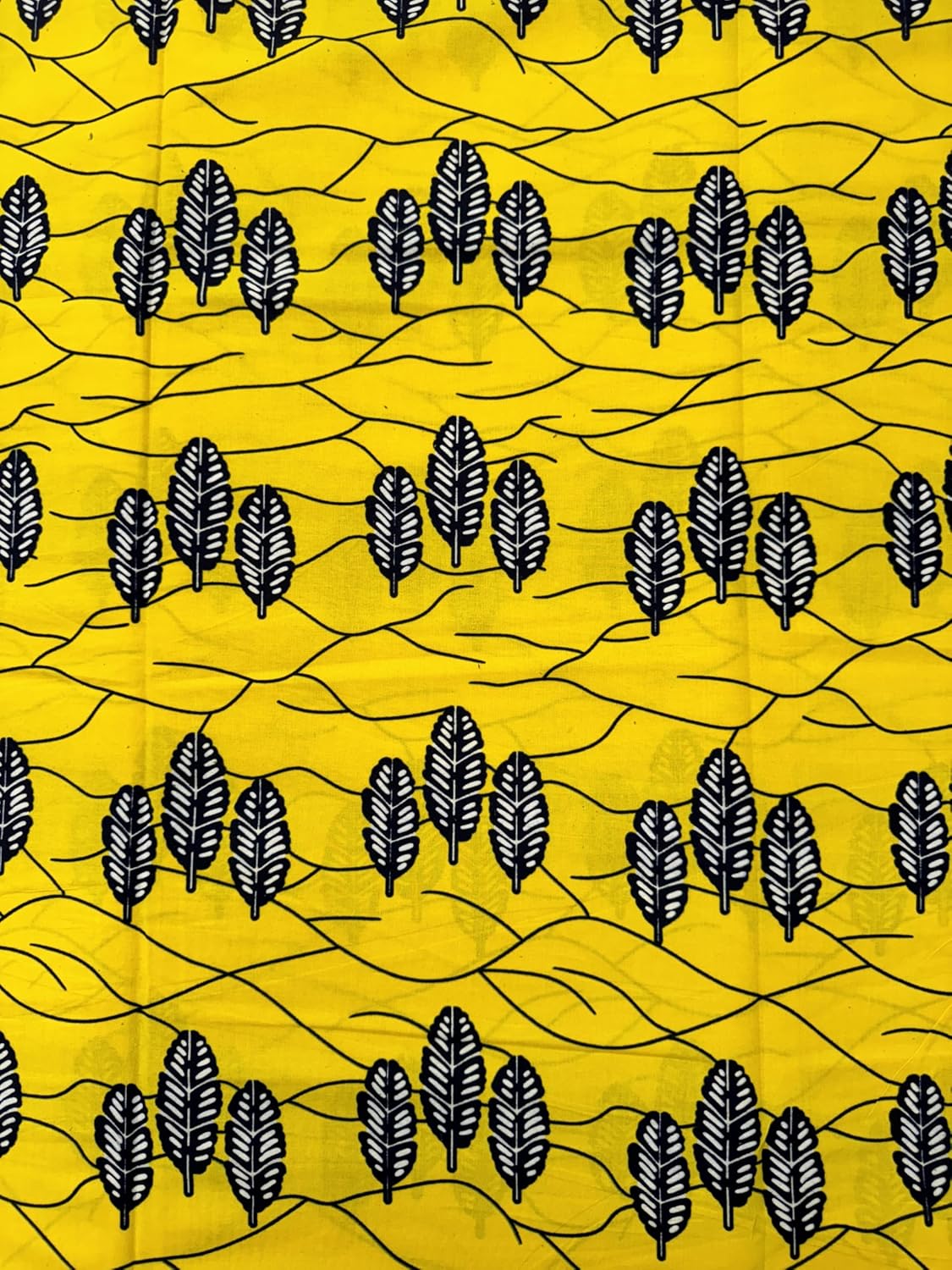 Yellow, White,Dark-Blue -Sell by 6 Yards-for Men and Women -Ankara Wrapper Clothing/African Wax Print Authentic Fabric Soft Hand Feel and Made with 100% Cotton Material.