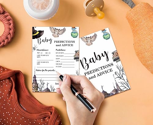 Miniatura 3 de Magic School Baby Shower - Juego de predicciones y tarjetas de consejo para bebés (paquete de 30), suministros de decoración de juegos de fiesta de