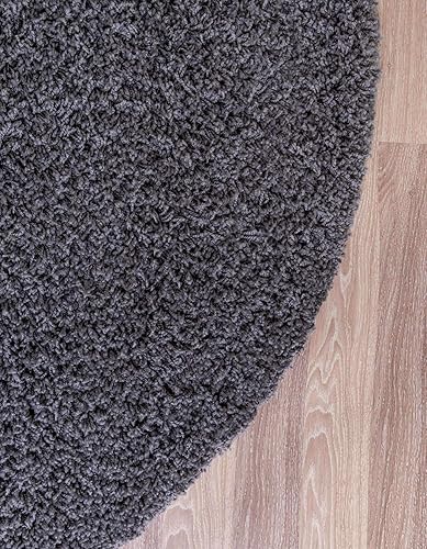 Miniatura 9 de Unique Loom Solid Shag Collection - Alfombra de área (3 pies 3 pulgadas, redonda, gris grafito)