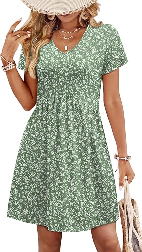 WIHOLL Dresses for Women 2026 Casual Summer V Neck Babydoll