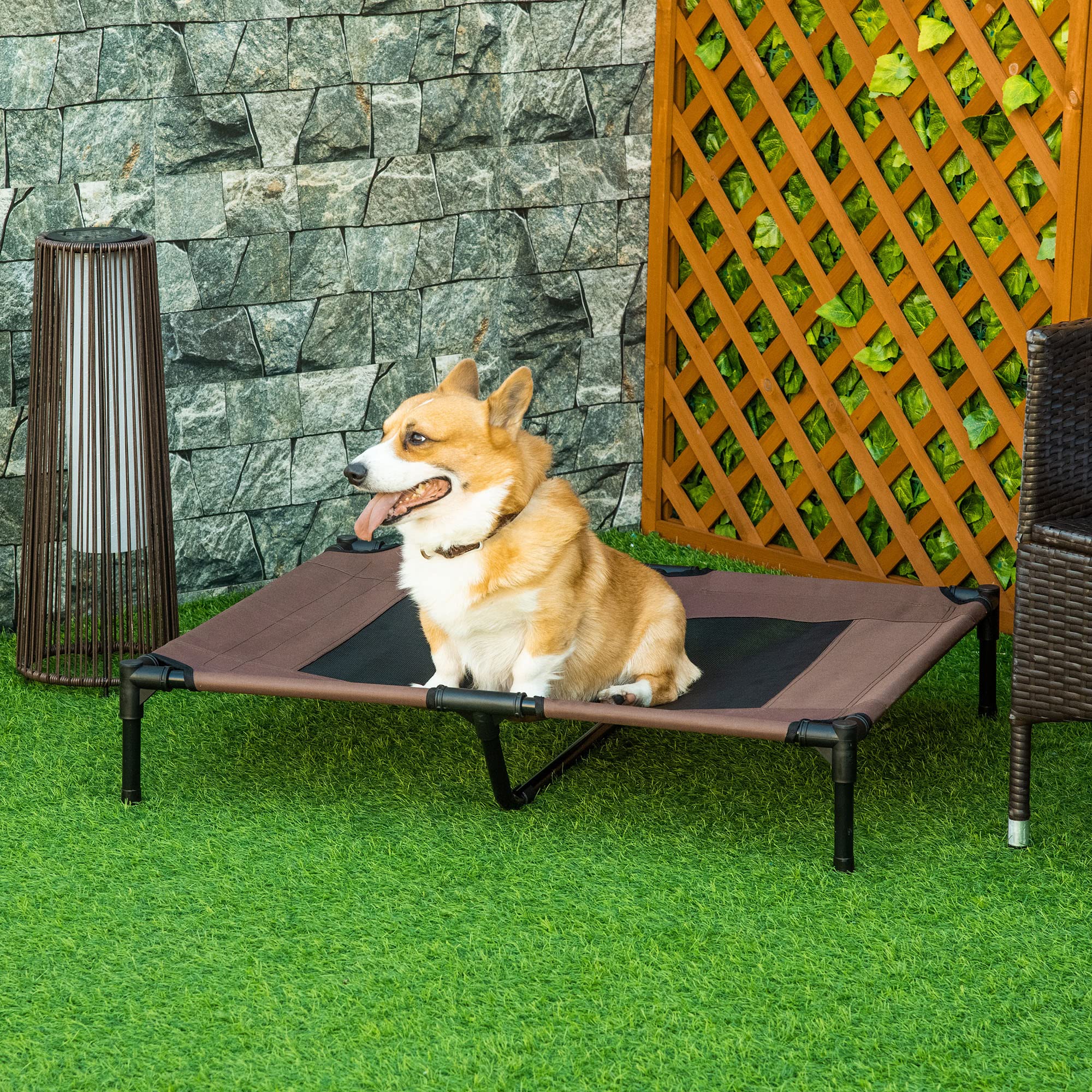 PawHut Brandina per Cani in Metallo e Tessuto Oxford Traspirante, 92x76x18 cm Marrone e Nero