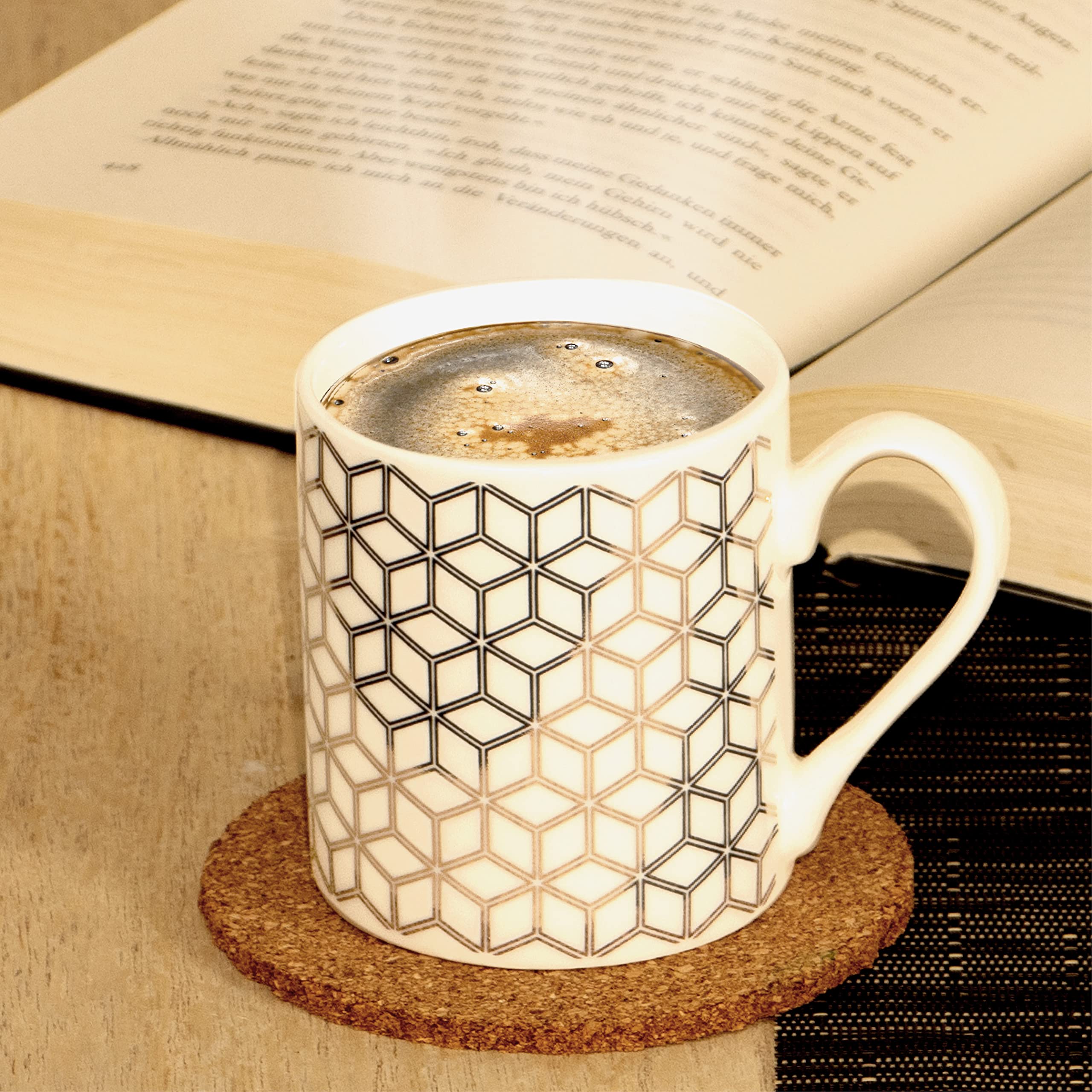 com-four 4 x ceramic cups 180 ml in art deco style, small vintage cups for espresso, americano, tea and mulled wine, suitable for hot drinks