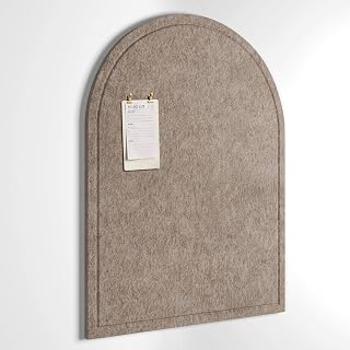 Orelle Arch Felt Bulletin Board | Foldable Peel and Stick Felt Board for Wall | Alternative Cork Board for Office, Vision Board, Kids Art Display | Arched Wall Decor | 23 x 31”| Mocha