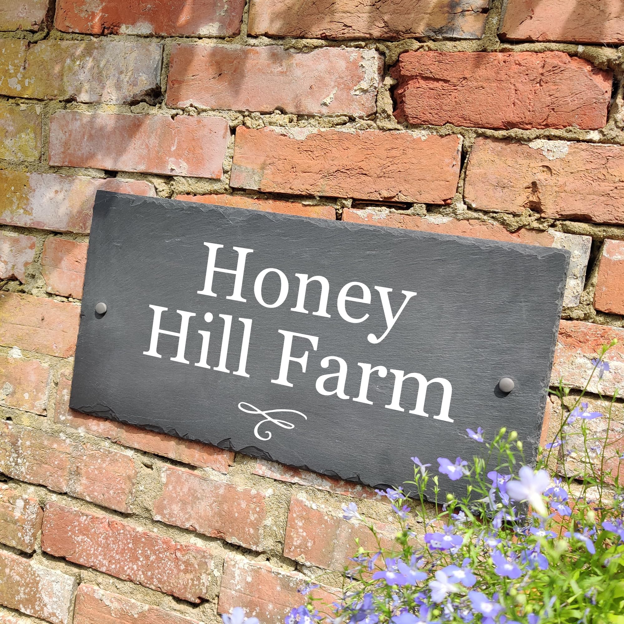 Bespoke Slate House Signs - Handmade Custom Door Number Wall Plaque with Rustic Black Farmhouse Design - Includes Screws & Fixings - Ideal for Home, Office, Gate, Porch - 500 x 250mm