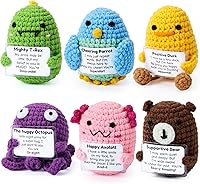 JOYIN 6-Pack Crochet Positive Animals with Affirmation Cards - Emotional Support Plushies for Anxiety Relief, Graduation Gifts, Desk Decor