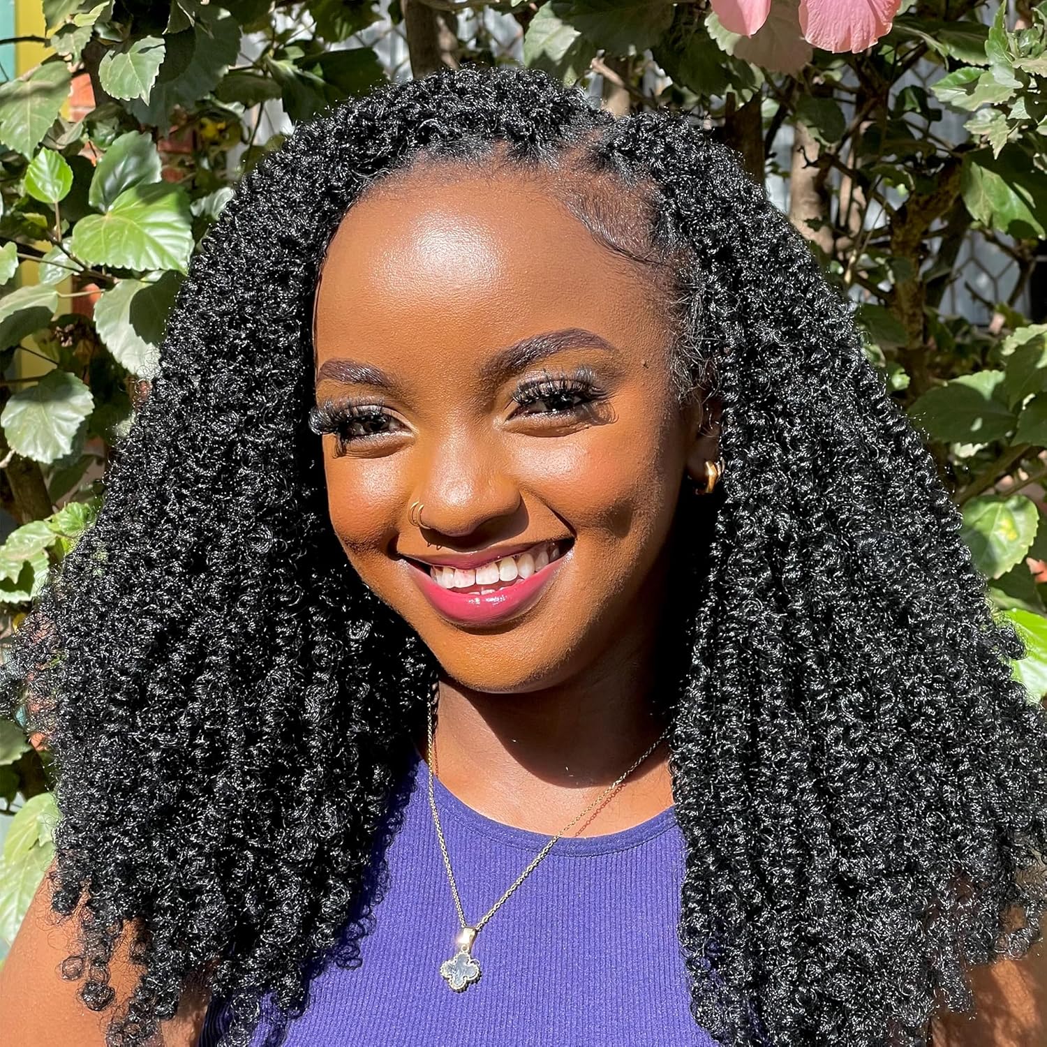 Yanky twists Premium Hand Made Yanky Twist Crochet Hair | 10 inches Black | Curly mini Spring Passion Twist | Short, Pre-Looped Crochet lightweight Braids | 5 Packs - Black