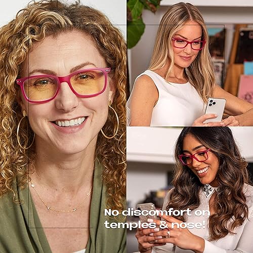 Miniatura 7 de Readerest - Anteojos de lectura con bloqueo de luz azul (rosados, aumento de 0.50), para computadora, con lente reflectante fina, antirreflejo, para