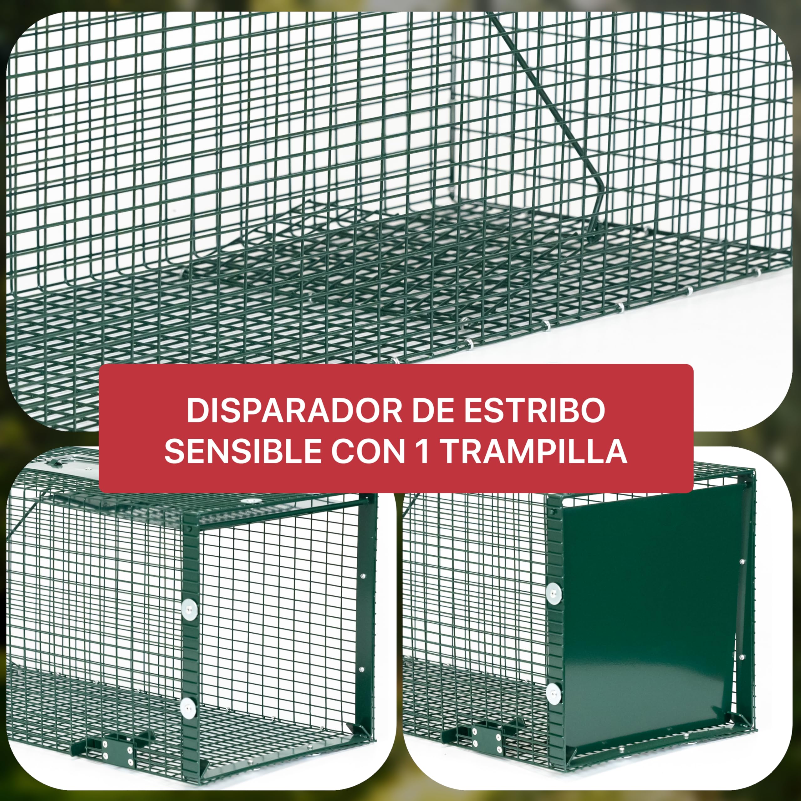 ITA Trampa para Animales Vivos 5002-90x30x30 cm - por Martas Gatos Ratas - 1 Puerta, Resistente al Tiempo, Reutilizable, Montada - Made in EU