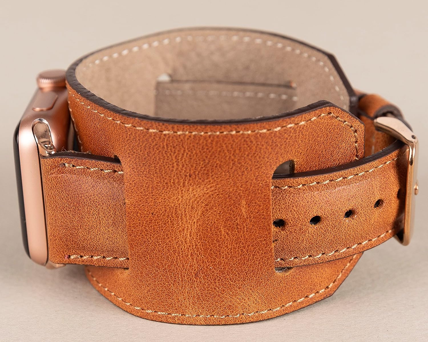 Cuff Leather Bands Compatible with Apple Watch Band 38mm 40mm 41mm 42mm 44mm 45mm 49mm Full Grain Leather Watch Cuff Straps for iWatch Series Ultra/8/7/SE/6/5/4/3/2/1 for Women Watchbands, Gifts for Her