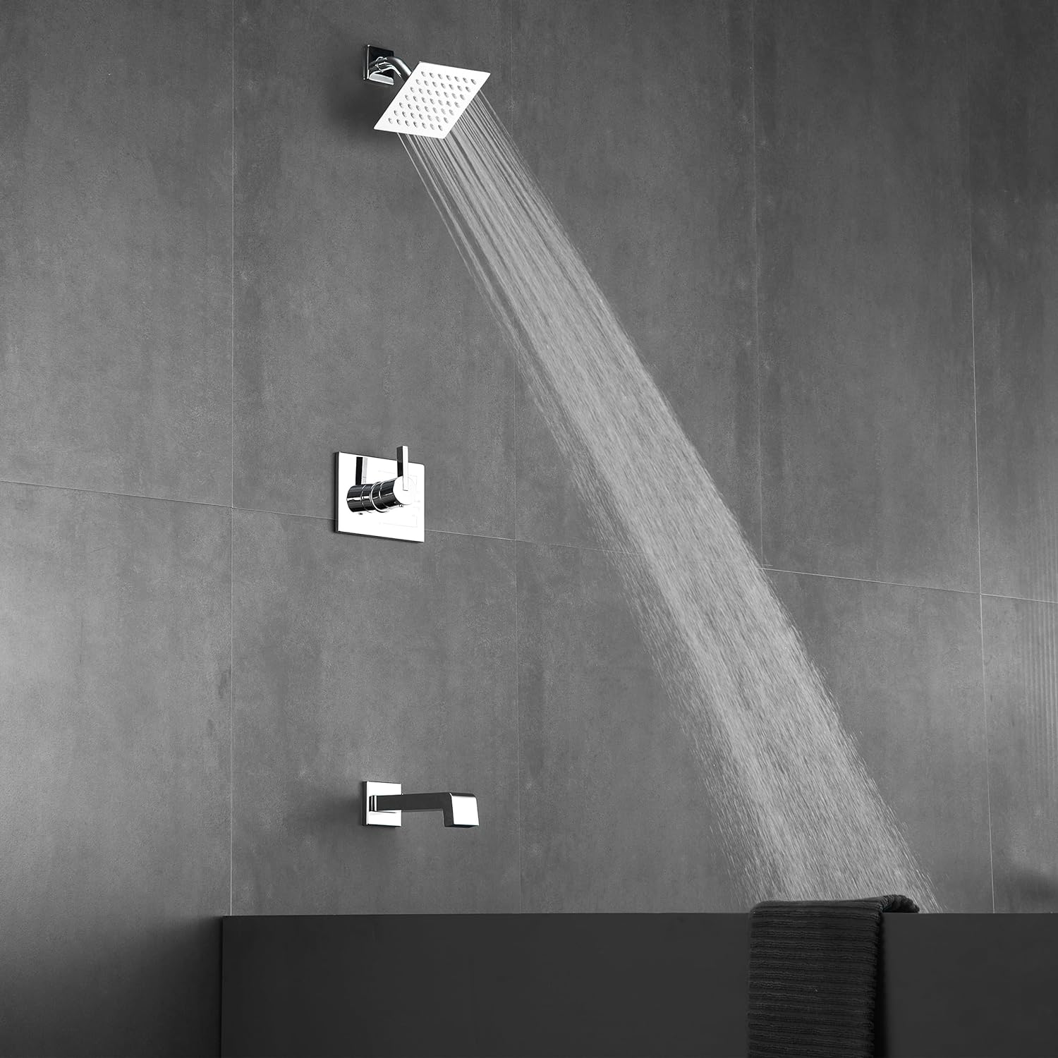 SOOOHOT Shower Faucet Set, Tub Shower Faucet with 6-Inch Rainfall Shower Head and Tub Spout, Shower Tub Faucet Set Complete (Included Shower Valve), Tub Shower Trim Kit, Polished Chrome
