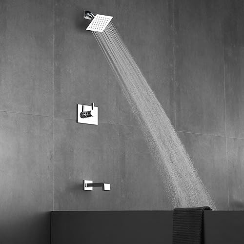 Miniatura 10 de Juego de accesorios de ducha de oro cepillado, juego de grifo de bañera y ducha con cabezal de ducha dorado de 6 pulgadas y boquilla de bañera,