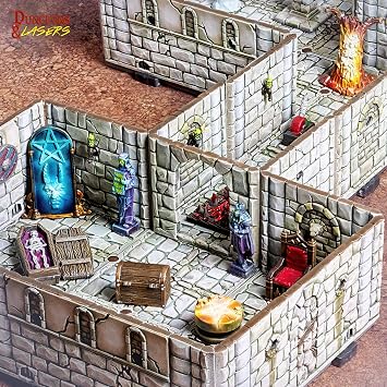 Dungeons & Lasers Fantasy Starter Set with 286 Pieces of Tabletop D&D Terrain and DND Accessories for 5E Compatible RPG Games - Unpainted and Unassembled - for Ages 14+
