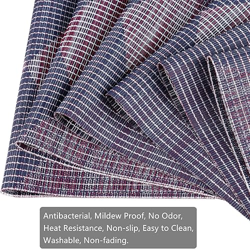 Miniatura 3 de Juego de 6 manteles individuales de vinilo tejido Crossweave resistente al calor, antideslizante, lavable de PVC