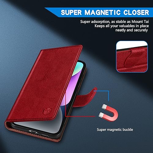Miniatura 3 de ZZXX Funda tipo cartera para iPhone 14 con bloqueo RFID, ranura para tarjetas, función atril, cierre magnético, funda protectora de cuero para